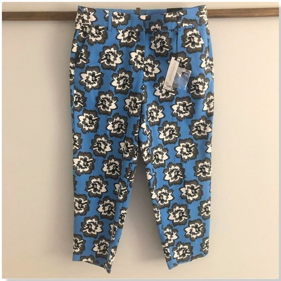 Lane Bryant Lena Modernist Blue Floral Ankle Pant Stretch Cotton Blend Sz 14 NWT - Picture 3 of 16